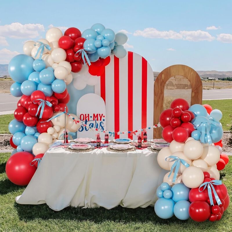 Kit De Arco De Globos Nuttybash Rojo, Blanco Y ... image number null