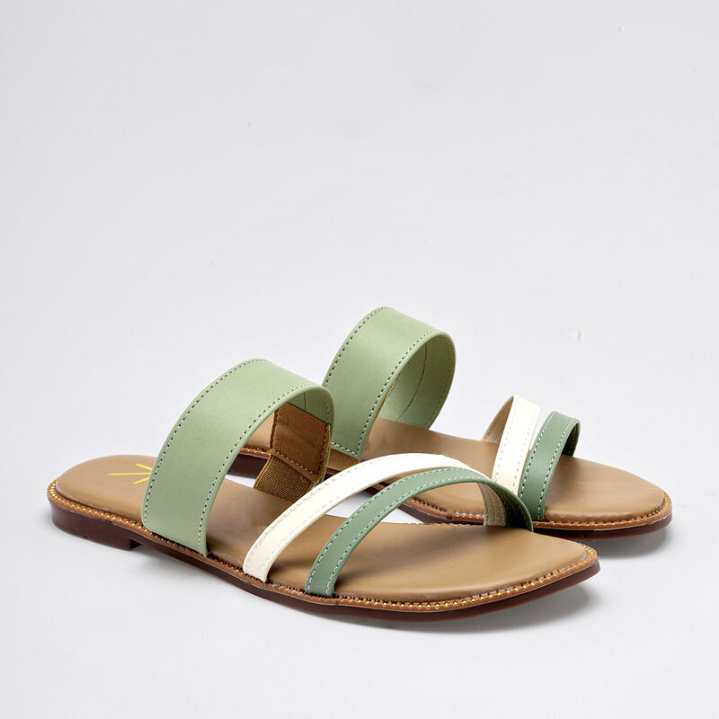 Top Moda Sandalia para mujer verde beige image number null