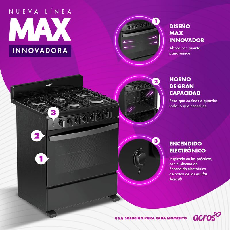 Estufa al Piso a Gas Acros 30" Negro image number null