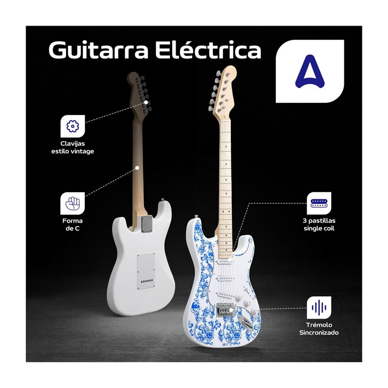 Guitarra El&eacute;ctrica Accesorios Blanco + Amplific... image number null