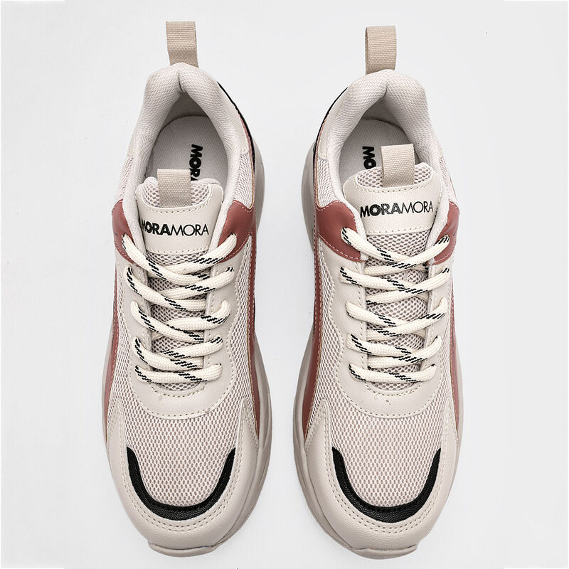 Moramora Tenis urbano para mujer beige rosa neg... image number null