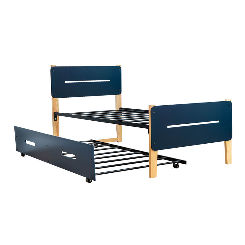 Cama Con Cama Baja Juno Azul Marino image number null