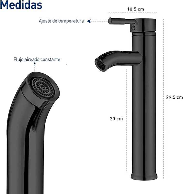 Grifo Monomando para Lavabo de Baño Negro image number null