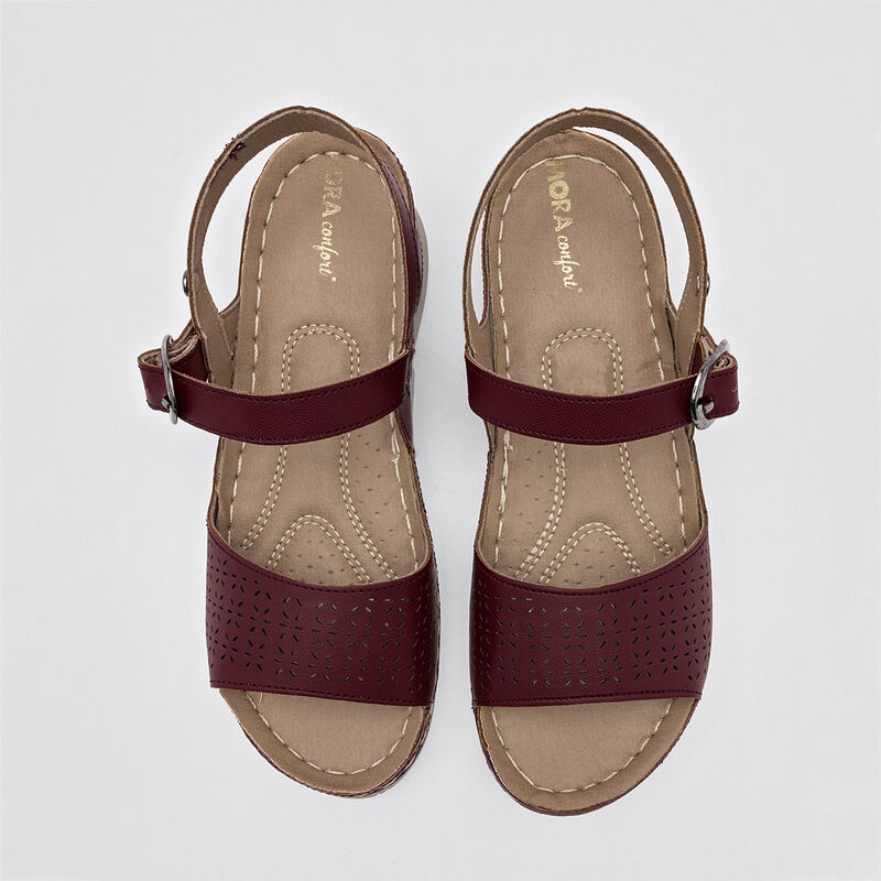 Mora Confort Sandalia para mujer vino image number null