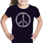 Camiseta Word Art Para Ni&ntilde;a - La Palabra Paz en 77 Idiomas - Negro