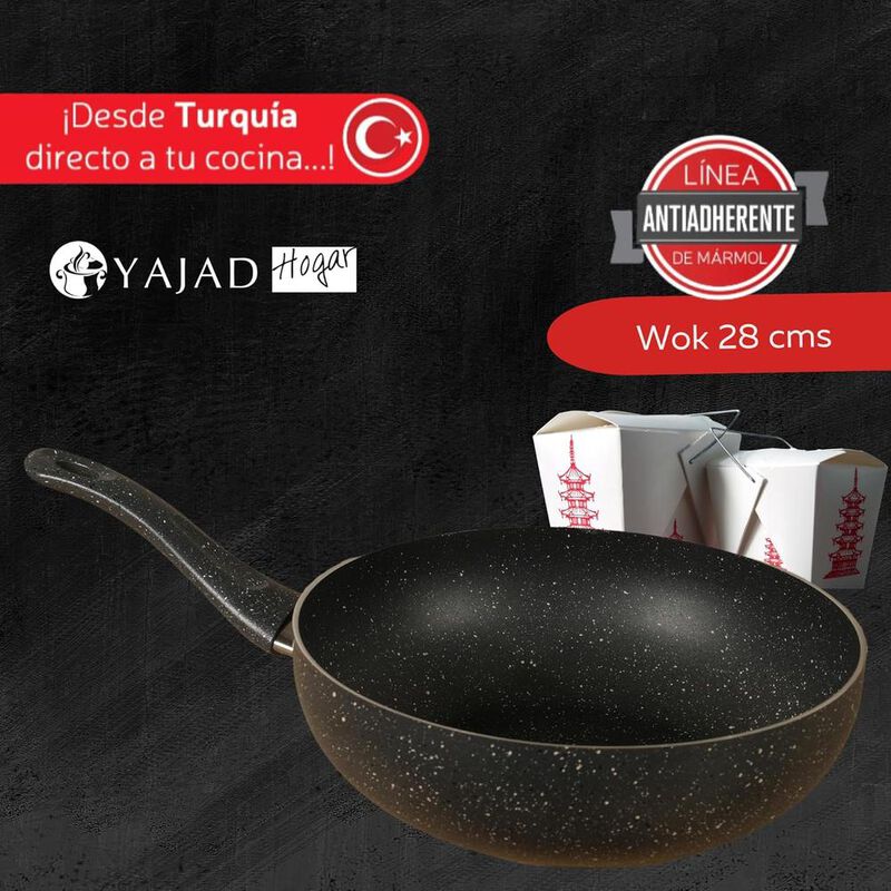 Sarten Wok Hondo Y19-wm30 Recubrimiento Marmol ... image number null