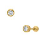 Broqueles De Oro Amarillo 14k Con Zirconia