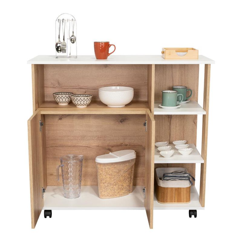 Mesa Auxiliar De Cocina Coralyn Blanco Y Caf&eacute; C... image number null