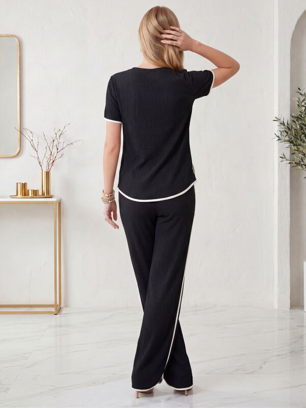 Conjunto 2 Piezas, Blusa Manga Corta Y Pantal&oacute;n... image number null