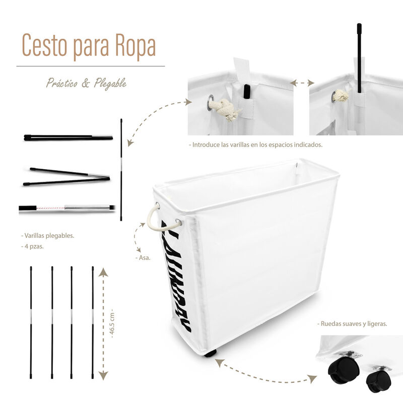 Cesto de Lavander&iacute;a Para Ropa Sucia Plegable co... image number null