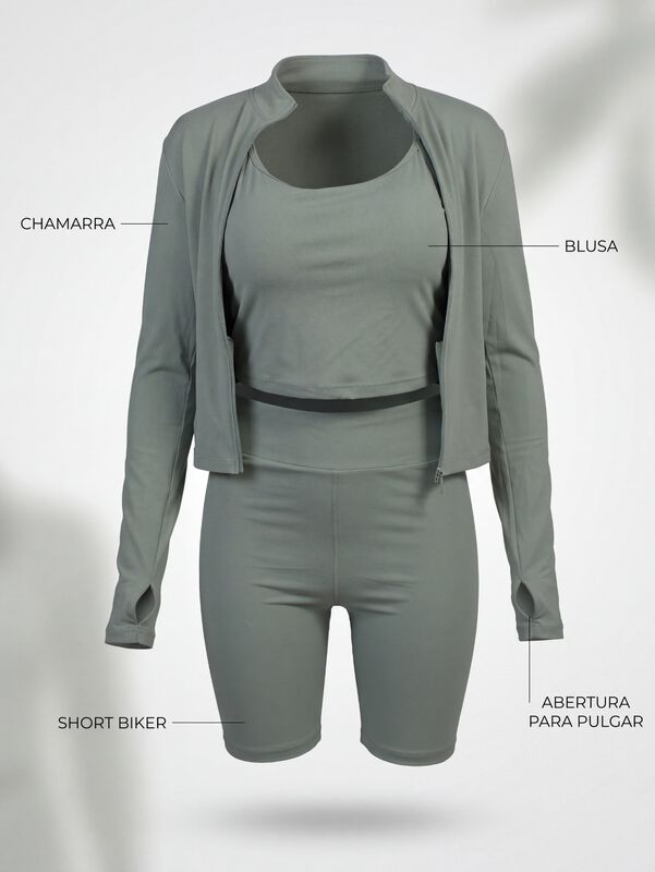 Conjunto 3 Piezas Para Mujer, Top, Chamarra Y S... image number null