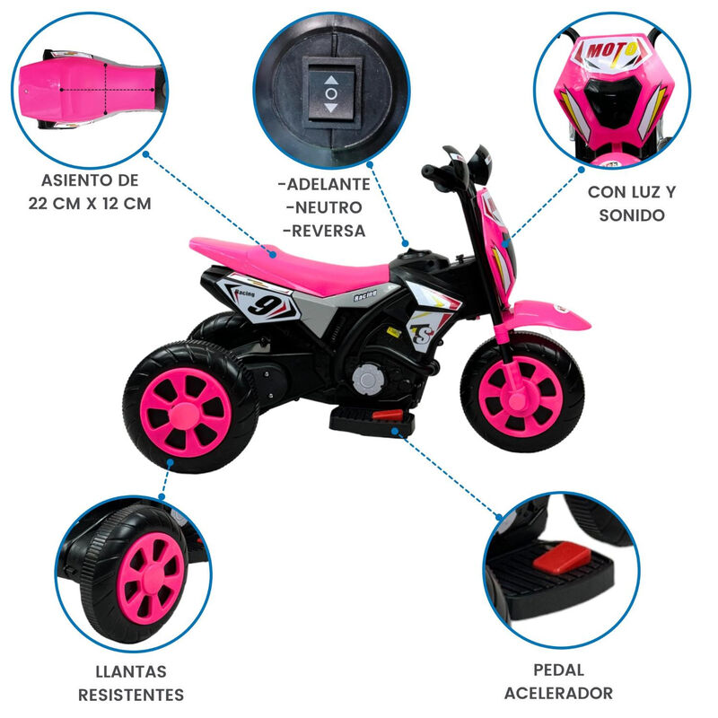 Motocicleta Montable Para Ni&ntilde;os 3 Ruedas Sonido... image number null