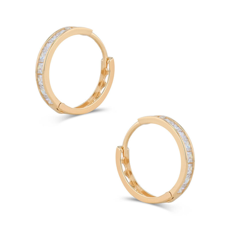Arracadas Oro Amarillo 14k Con Zirconias (13 Mm... image number null