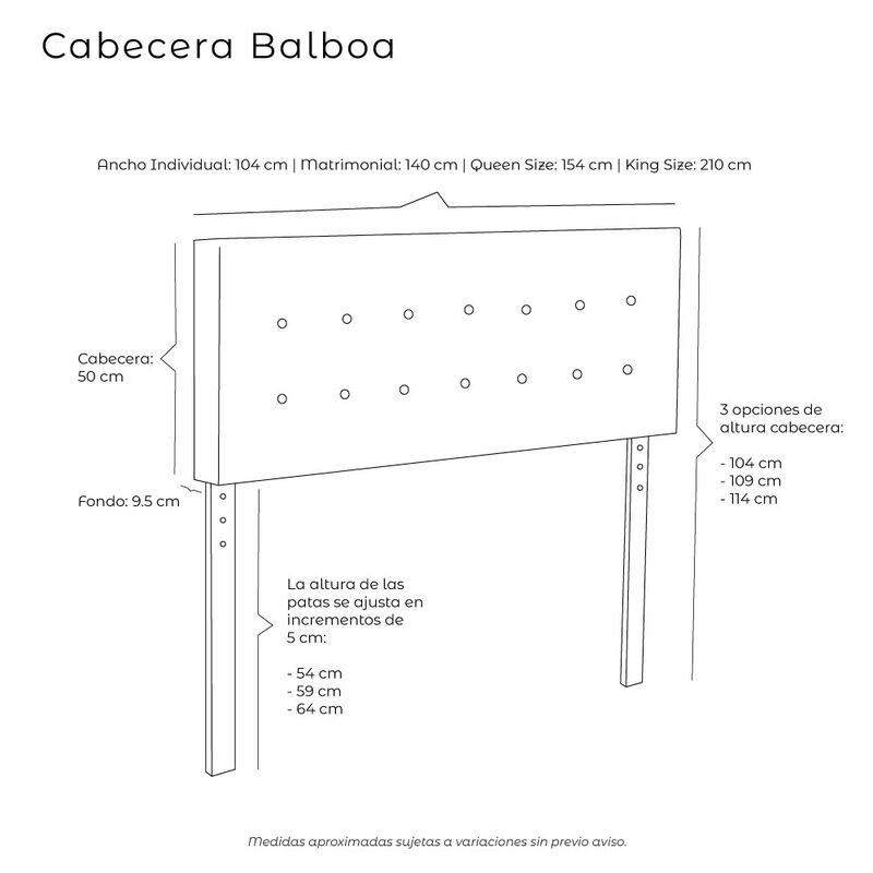 Cabecera Matrimonial Dicasa Balboa Negro image number null