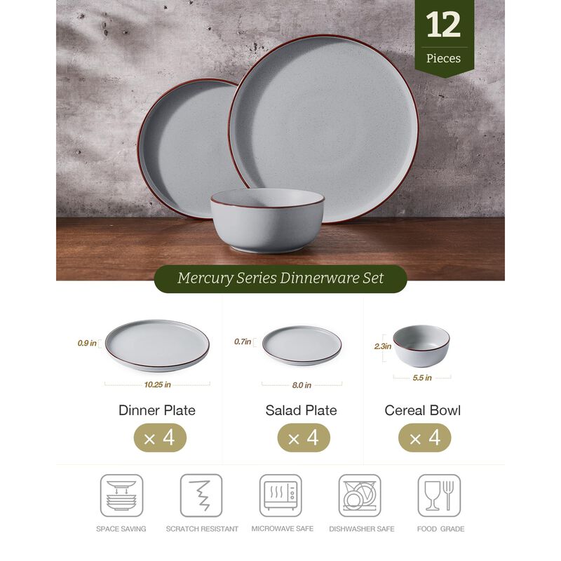 Juego de Vajilla Famiware Gres 12 Piezas Gris C... image number null