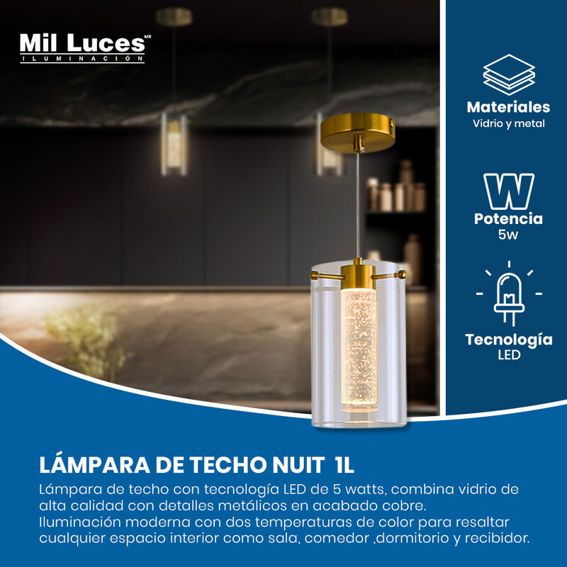 L&aacute;mpara Colgante MIL LUCES NICE 1 LUZ Dorada - ... image number null