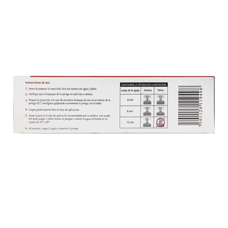 Jeringa Para Insulina Dl 0.5ml 31g X 6mm 10pz image number null