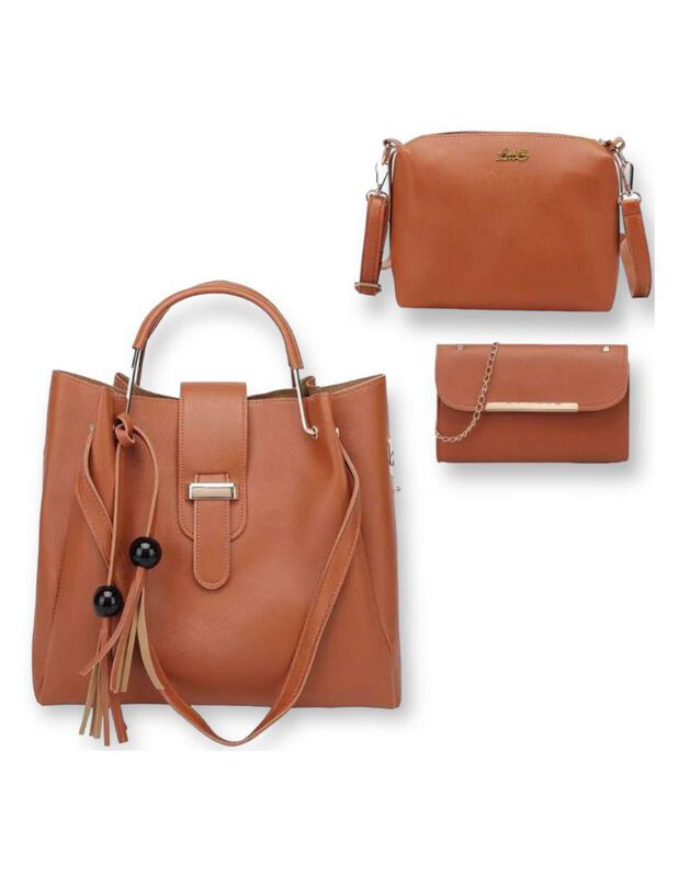 Set De Bolsa Pink Brule De Cuero Para Mujer image number null
