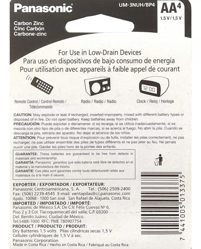Pila Panasonic Carbon Zinc Azul Aa Con 48 Unida... image number null