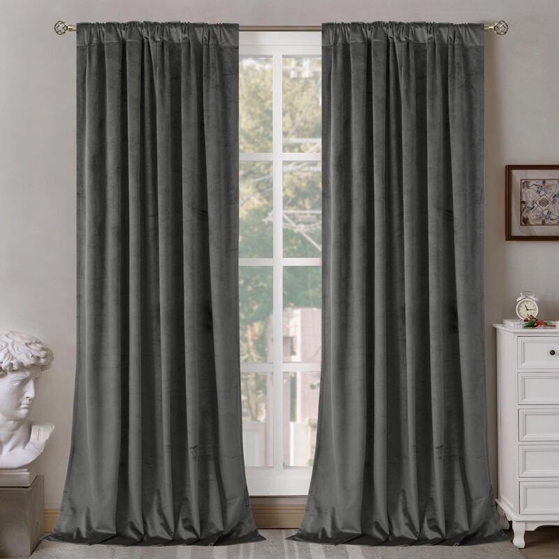 Cortinas Bgment De Terciopelo Gris, 213 Cm De L... image number null