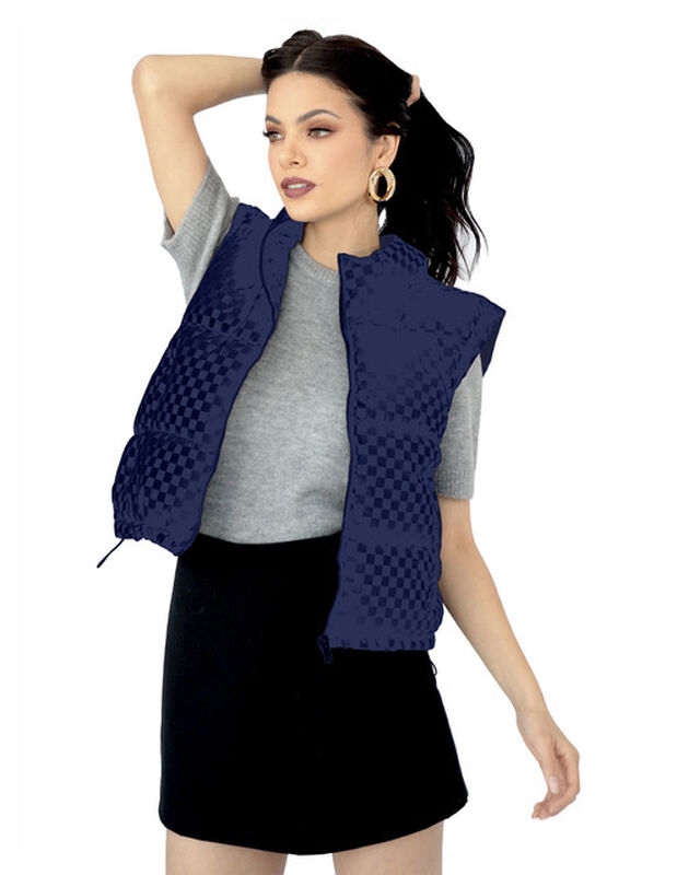 Chaleco Capitonado Corto Gorro Desmontable Azul... image number null