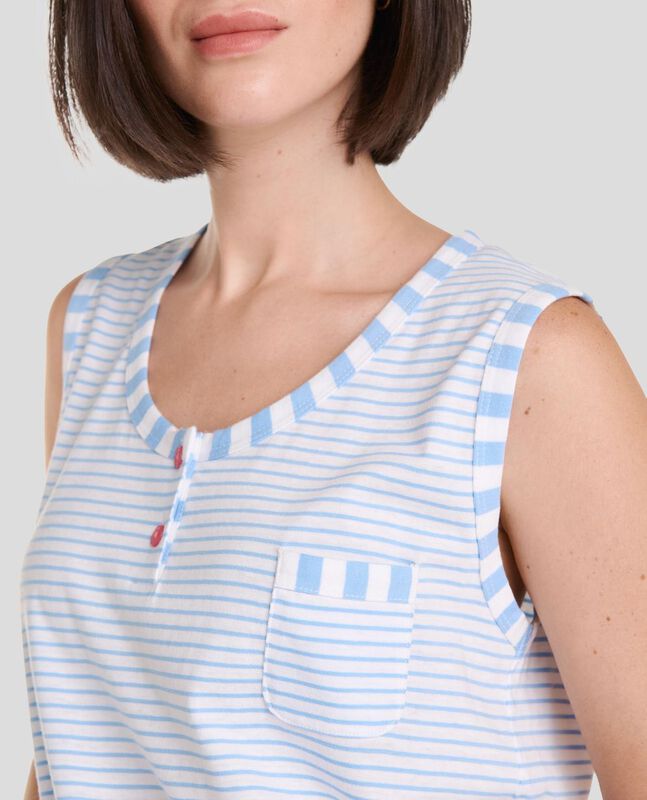 Pijama de Mujer Sin Mangas con Rayas Celeste image number null