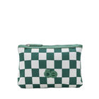 Cosmetiquera Cierre Doble Grande Estampado A Cuadros Color Verde