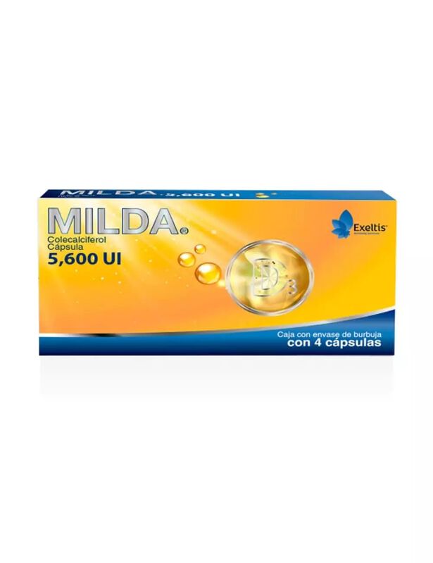MILDA COLECALCIFEROL 5600 UI CON 4 C&Aacute;PSULAS image number null