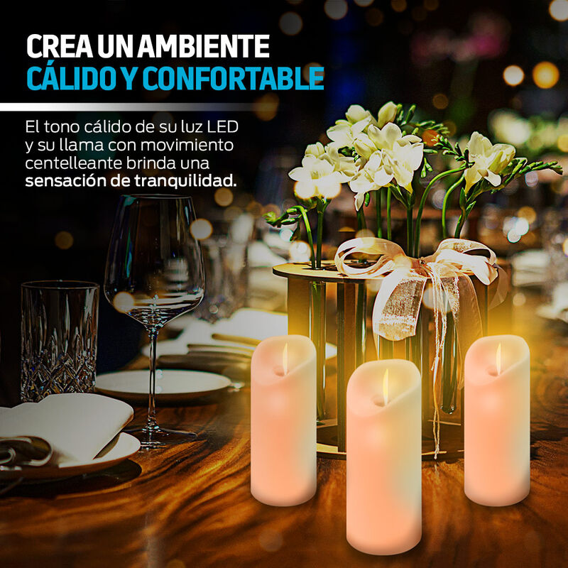 Paquete de 6 Velas LED Largas de Flama Realista... image number null