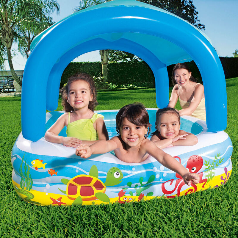 Alberca Inflable Cuadrada con Techo 2 Anillos D... image number null