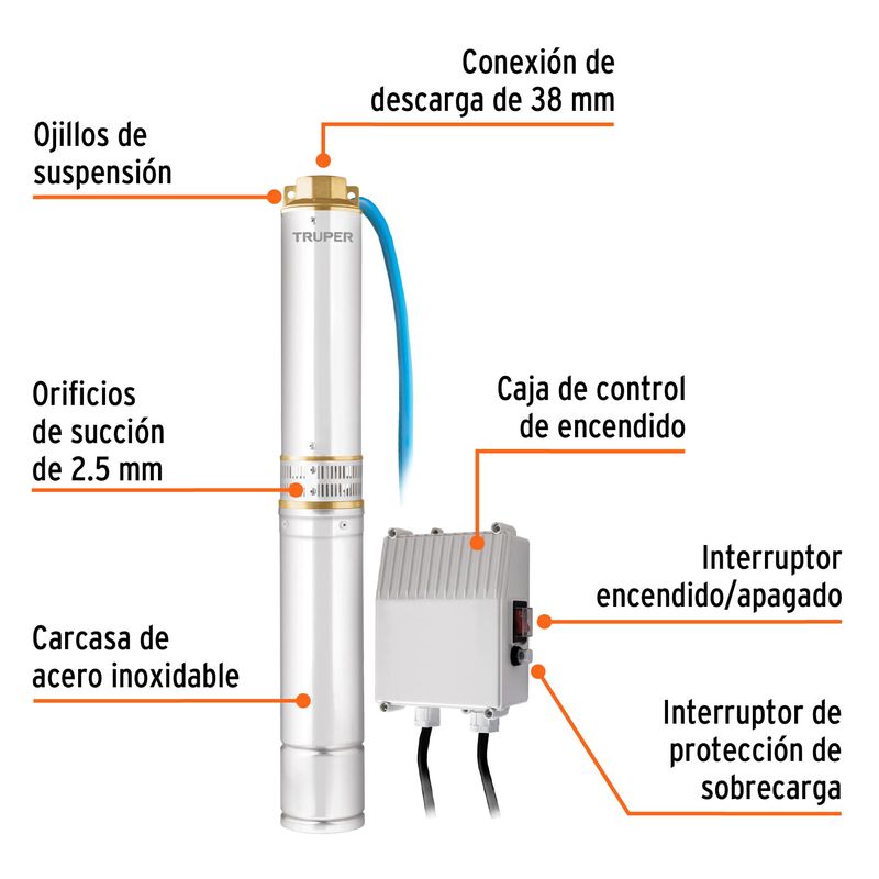 Bomba Sumergible para Pozo Profundo 1 Hp Agua L... image number null