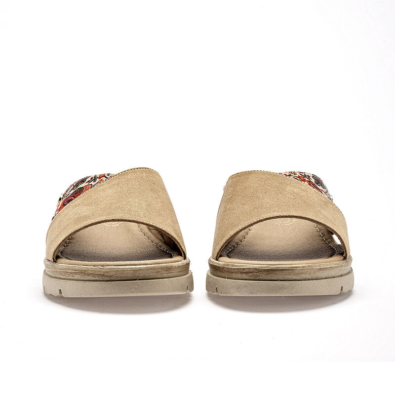 Mora Tierra sandalia cu&ntilde;a para mujer camel mult... image number null