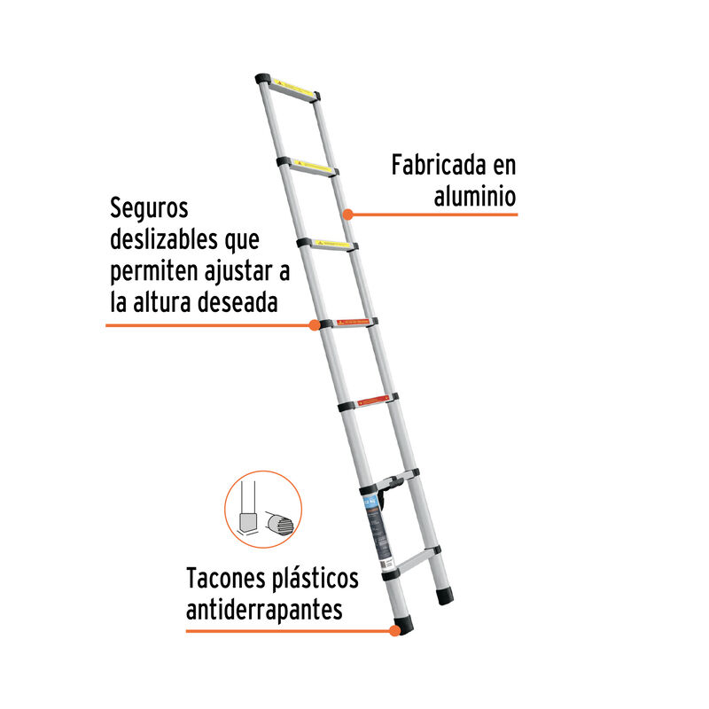 Escalera Telescópica 7 Peldaños Tipo Ii Capacid... image number null