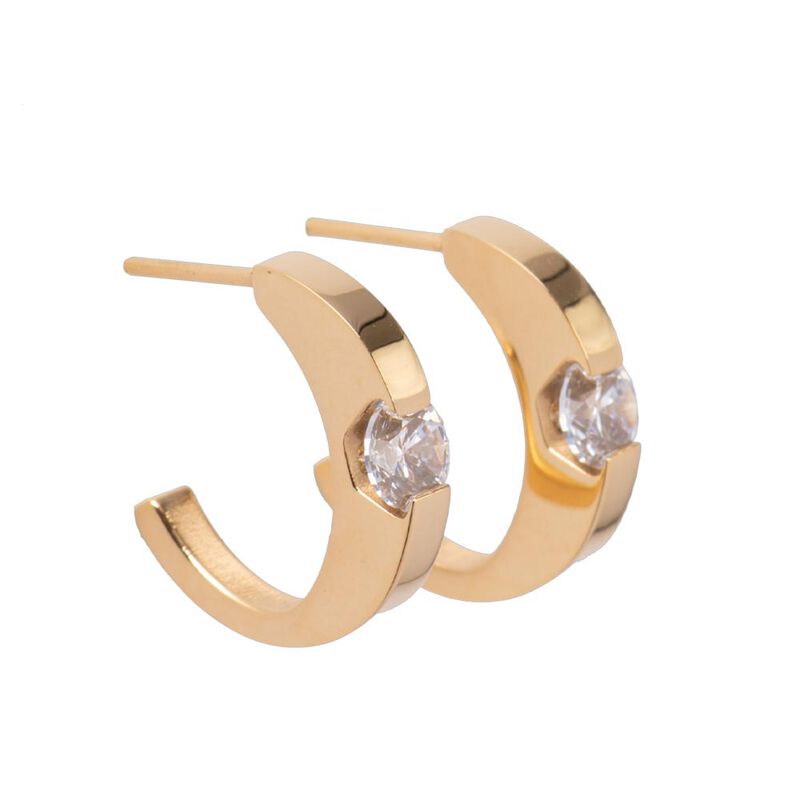 Arracadas Acero Inoxidable, Aretes Mujer Zircon... image number null