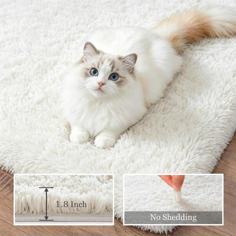 Alfombra Luxturiy 244 x 152 cm Marfil De Pelo L... image number null