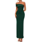 Vestido Prettygarden Sin Hombros Verde Oscuro (Talla S)
