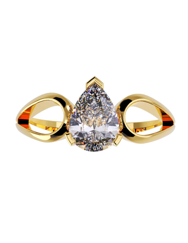 Anillo de Compromiso en Oro de 14K con Circonia... image number null