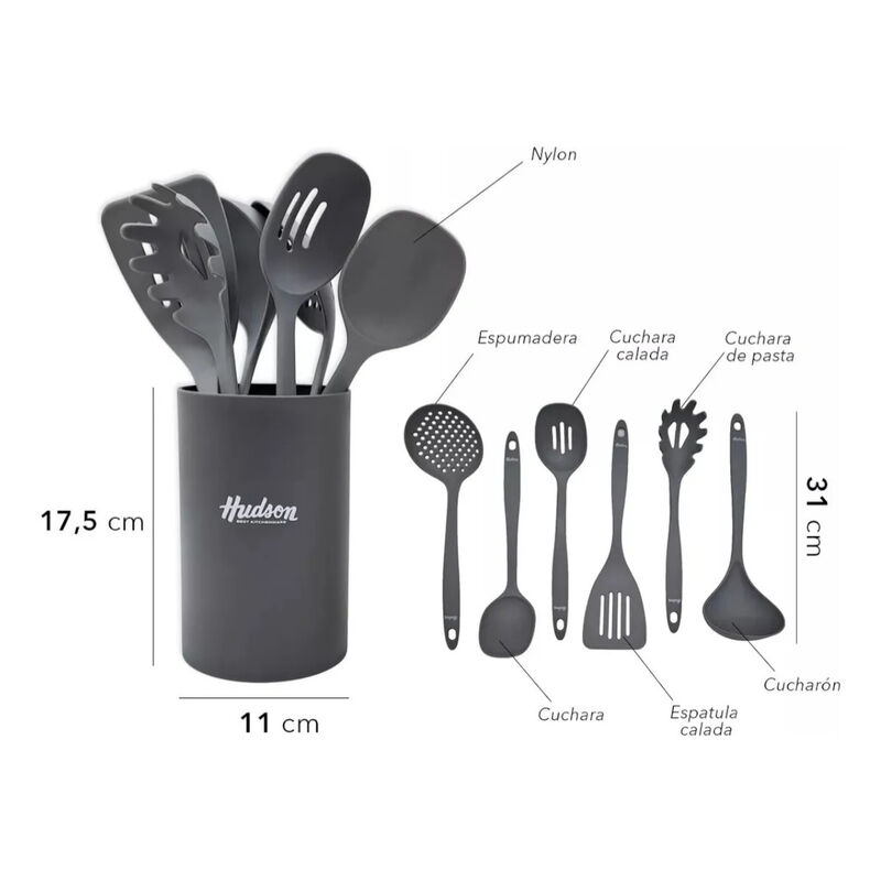 Kit 6 Utensilios Nylon HUNSON No Raya Resistent... image number null