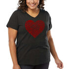 Camiseta De Talla Grande Cuello En V Word Art Para Mujer - Coraz&oacute;n Country- Gris
