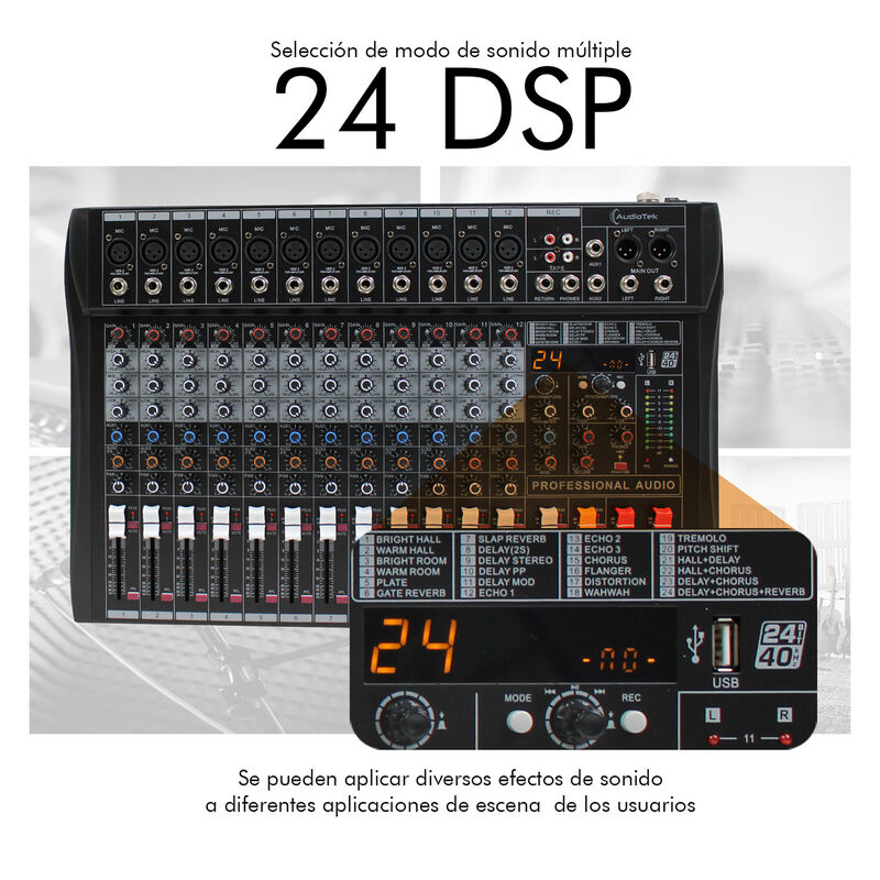 Consola Mezcladora Audio Dj 12 Canales Bluetoot... image number null