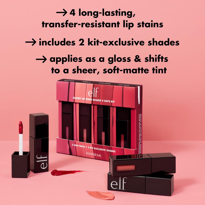 Kit De Tintes Labiales E.l.f. Glossy 4 D&iacute;as Con... image number null
