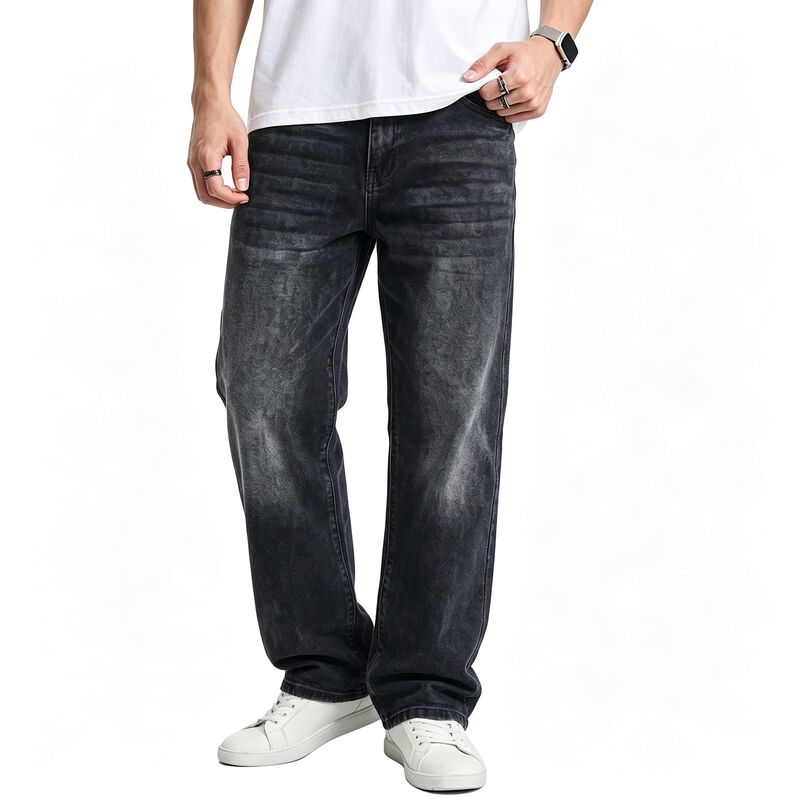 Pantalones Vaqueros JMIERR Estilo Holgado Negro... image number null