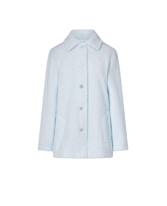 Bata Corta de Borreguillo con Botones Celeste image number null