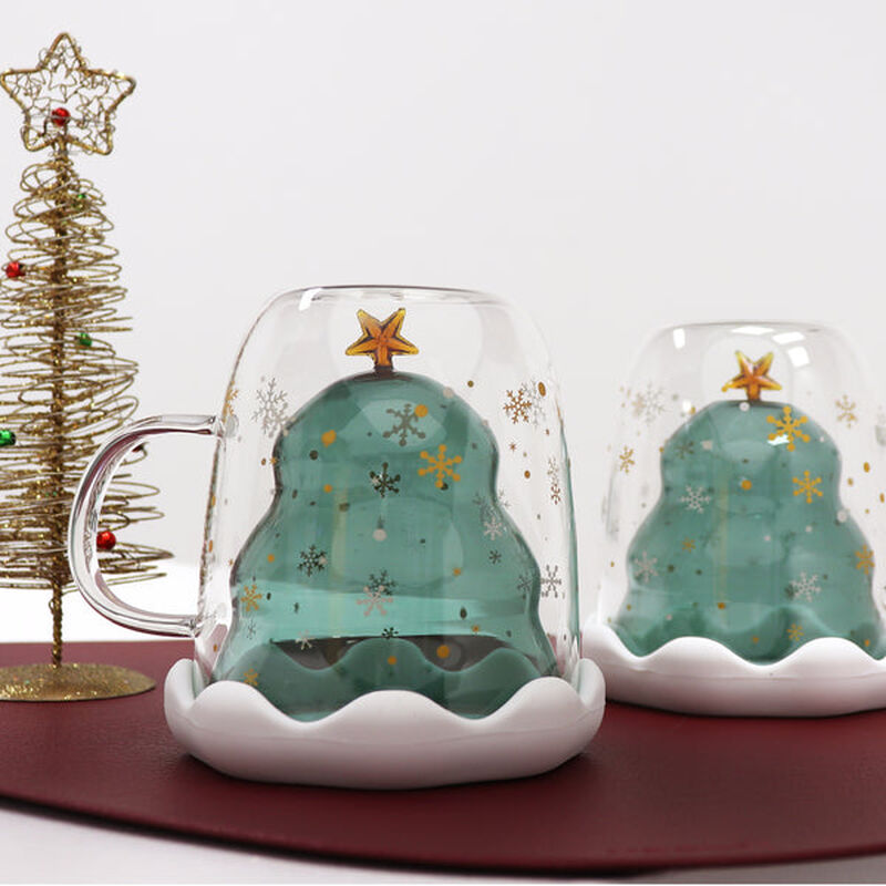 Taza De Cristal Navide&ntilde;a "pino De Navidad" 3d 3... image number null
