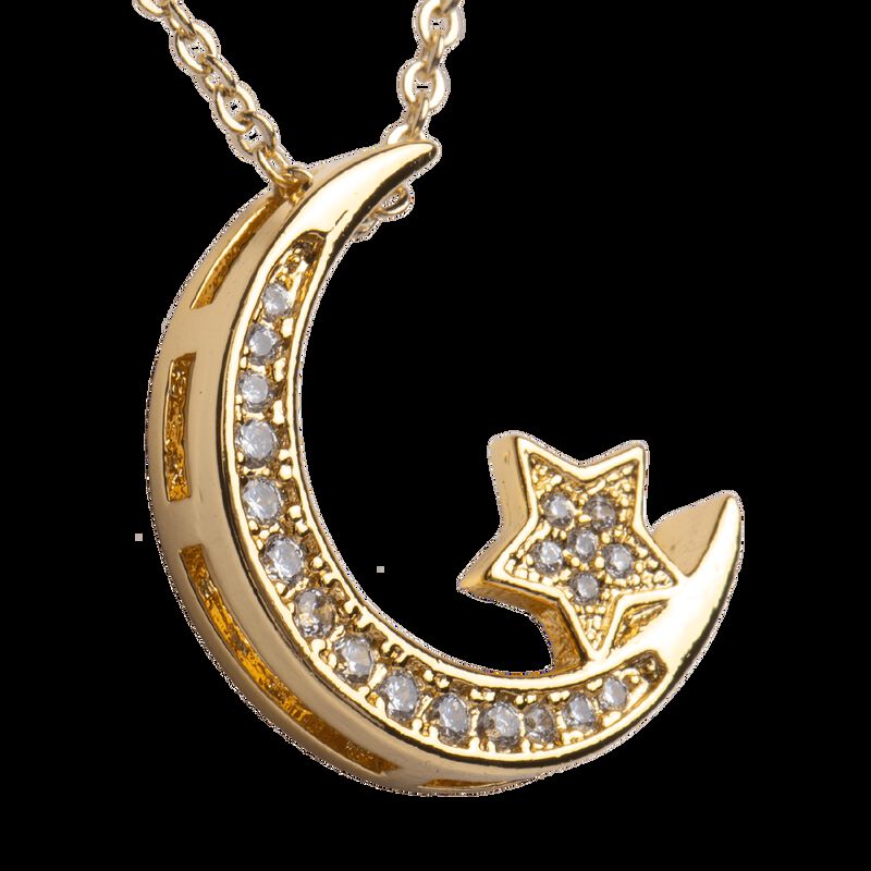 Collar Luna Mujer Oro Plata Zirconia Regalo Ori... image number null