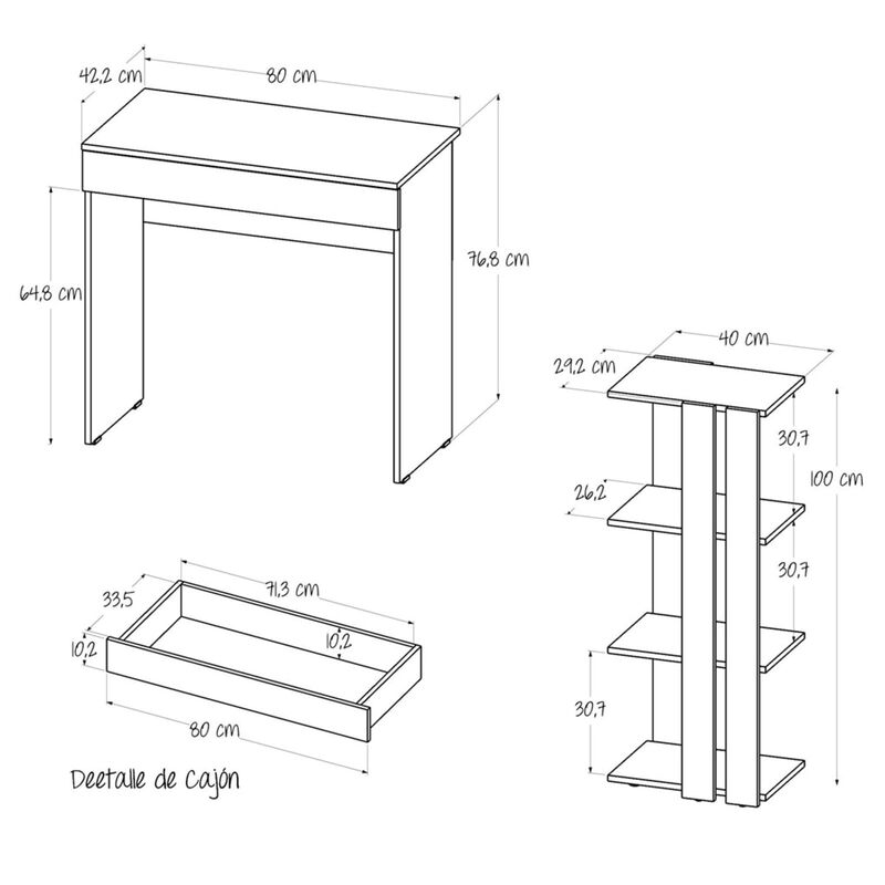 Escritorio y Biblioteca Jarl  Mueble 2 en 1, Su... image number null