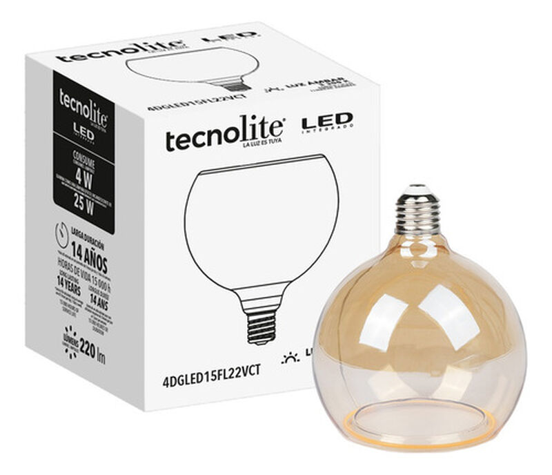 Foco Globo Led 4w Luz Ámbar E27 Atenuable Tecno... image number null