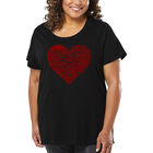 Camiseta De Talla Grande Word Art Para Mujer - Coraz&oacute;n Country- Negro