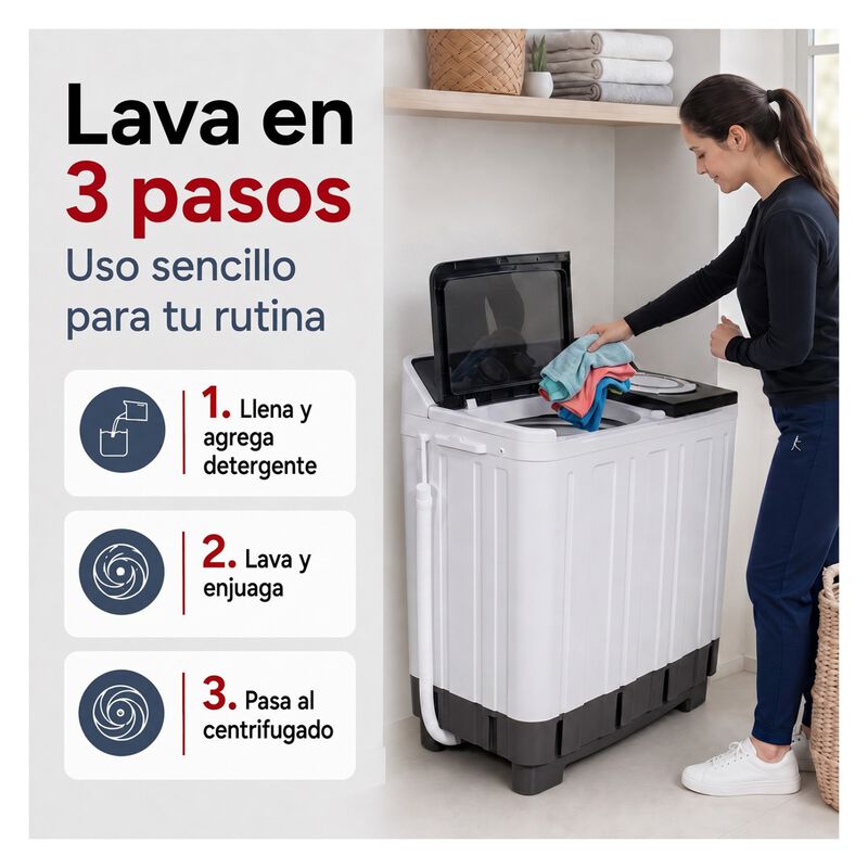Lavadora Semiautom&aacute;tica 2 Tinas 11 Kg Centrifug... image number null