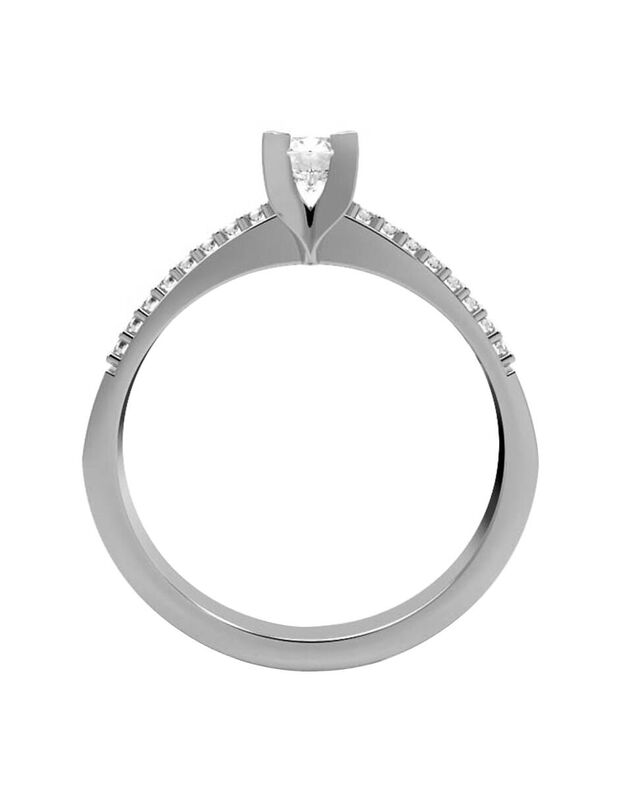 Anillo de Compromiso en Oro Blanco 14K con Circ... image number null